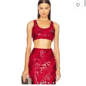 Michael Costello x REVOLVE Red Sequin Top and Skirt Set